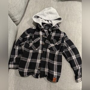 Little Bipsy Black and Gray Plaid Button Down Hoodie